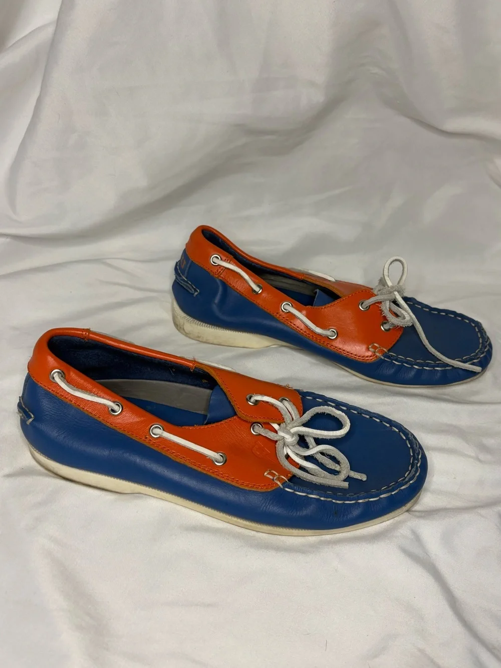 Kids Blue & Orange Boat Shoes